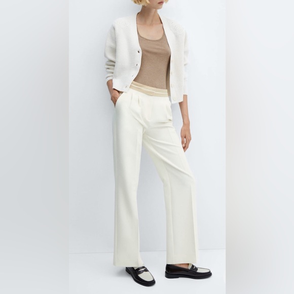 NWT ⚡️Mango⚡️ Pleated Trousers wth Turn-Up Waist - Picture 7 of 7